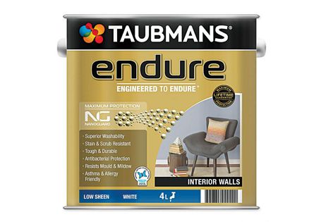 Taubmans Endure Interior paint has been formulated to provide better stain and scrub resistance. 
