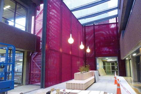 Building-Armour in Ruby Red. Architect: Architectus Auckland. Contractor: Fletcher Construction.