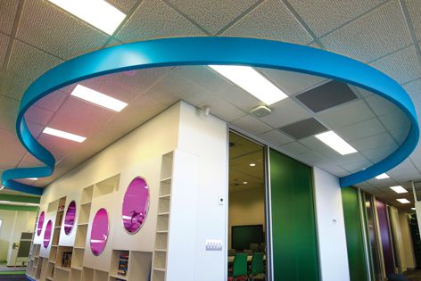 Shadex 600 mm × 600 mm acoustic ceiling tiles, made from Gyprock Casting Plaster, have been used at Darwin High School.