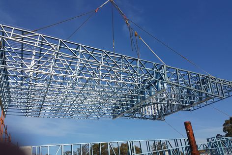 Light-gauge steel wall frames and roof trusses.