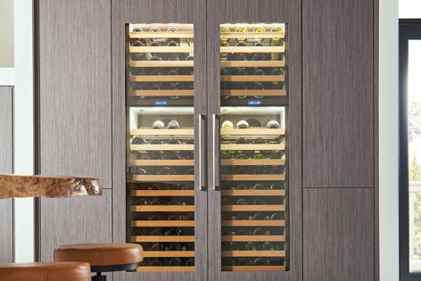 Wine storage units from Sub-Zero come standard with independent zones for reds and whites.