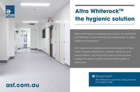 Whiterock hygienic wall cladding by Altro