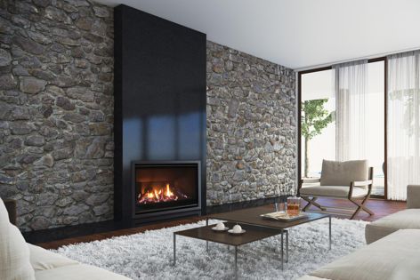 The Escea AF960 gas fireplace’s sleek and minimalist style draws the eye to its spectacular flame.